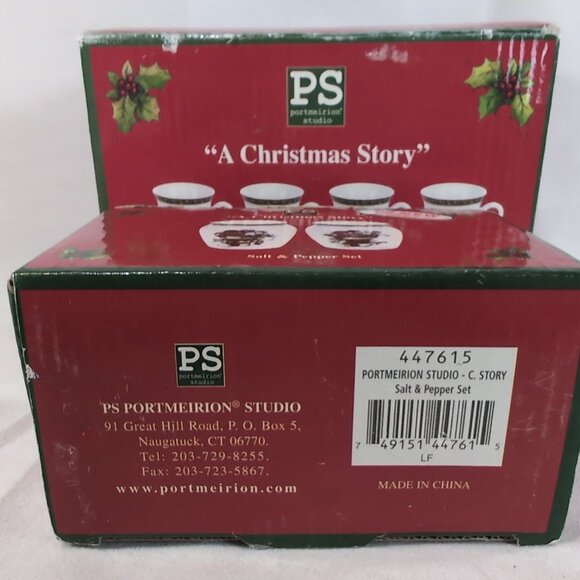 Portmeirion A Christmas Story 4 Pedestal Mugs Salt Pepper Shaker Set Winget - Picture 8 of 16
